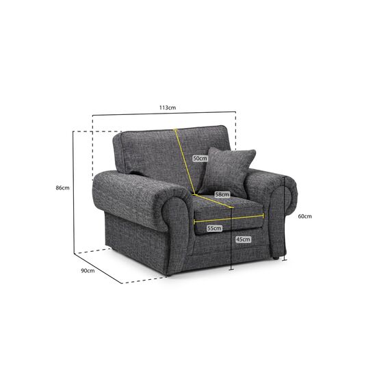 Honeypot - Sofa - Wilcot - Ecksofa - 3 Sitzer - 2 Sitzer - Grauer Stoff (Armchair)