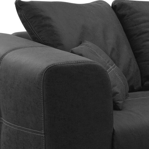 CAVADORE Ecksofa Mavericco inkl. Kissen / XXL-Eckcouch im modernen Design / Longchair rechts / 285 x 69 x 170 / Lederoptik dunkelgrau