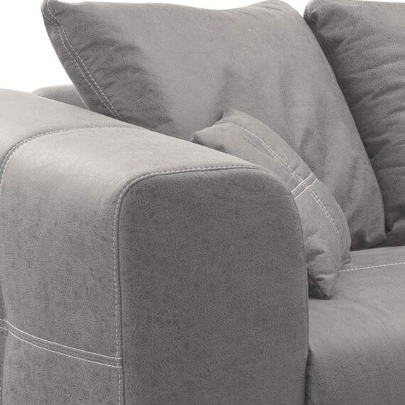 CAVADORE Ecksofa Mavericco inkl. Kissen / XXL-Eckcouch im modernen Design / Longchair rechts / 285 x 69 x 170 / Lederoptik grau