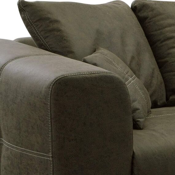 CAVADORE Ecksofa Mavericco inkl. Kissen / XXL-Eckcouch im modernen Design / Longchair rechts / 285 x 69 x 170 / Lederoptik dunkelgrün