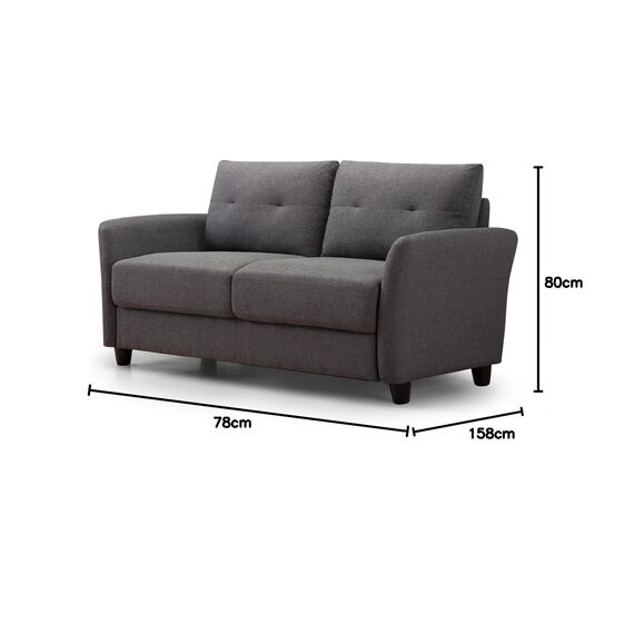 Zinus Ricardo Loveseat Sofa | Zeitgenössisch | Einfache Montage ohne Werkzeug | Getuftete Kissen | Ausgestellte Armlehnen | Sofa in Einer Box | Dunkelgrau