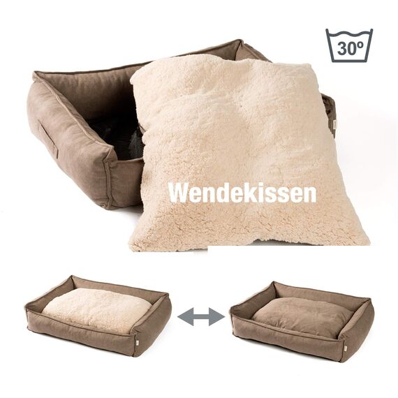 jamaxx-pets Premium Hundebett Orthopädisch Memory Visco Schaum Waschbar Wendekissen Wasserabweisend/Hundekörbchen Weicher Samtartiger Sofa Stoff Hundekissen Hundekorb PDB2002 (L) 120x90 braun