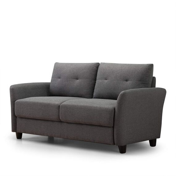 Zinus Ricardo Loveseat Sofa | Zeitgenössisch | Einfache Montage ohne Werkzeug | Getuftete Kissen | Ausgestellte Armlehnen | Sofa in Einer Box | Dunkelgrau