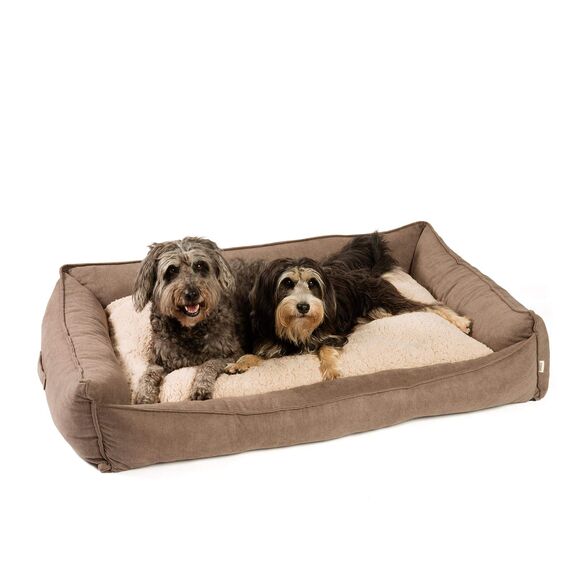 jamaxx-pets Premium Hundebett Orthopädisch Memory Visco Schaum Waschbar Wendekissen Wasserabweisend/Hundekörbchen Weicher Samtartiger Sofa Stoff Hundekissen Hundekorb PDB2002 (L) 120x90 braun