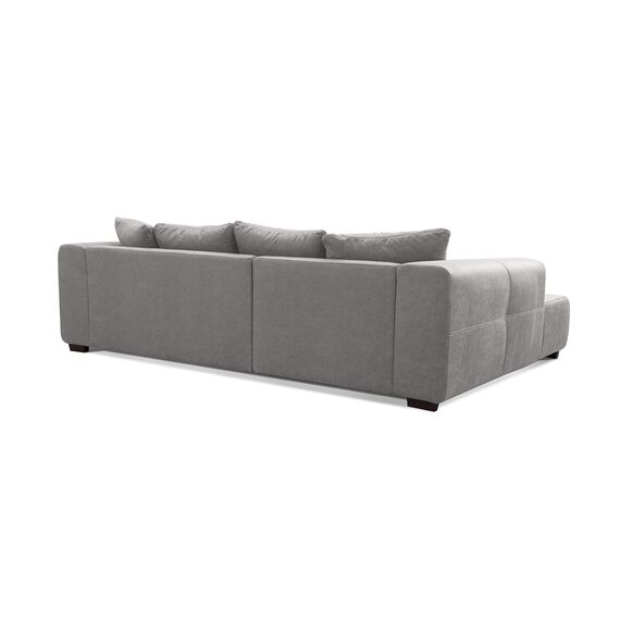 CAVADORE Ecksofa Mavericco inkl. Kissen / XXL-Eckcouch im modernen Design / Longchair links / 285 x 69 x 170 / Lederoptik grau
