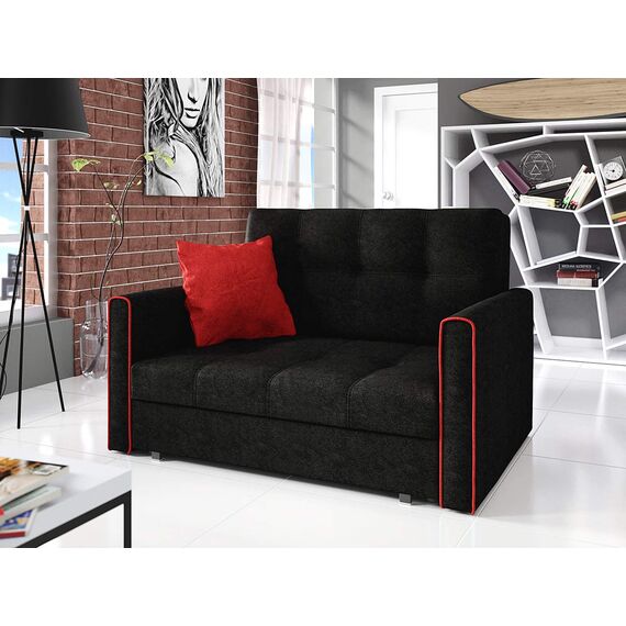 Mirjan24 Sofa Viva Bis II mit Schlaffunktion, 2 Sitzer Polstersofa mit Bettkasten inkl. Kissen, Schlafsofa Sofagarnitur, Bettsofa, Wohnlandschaft, Farbauswahl (Alova 04 + Alova 46)