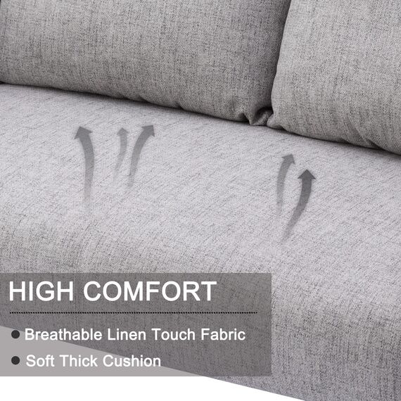 Wahson Sofa 2 Sitzer Couch mit Lehne, gepolsterter Sessel Loungesofa Stoffsofa Metallrahmen, Doppelsofa für Wohnzimmer Empfang Café,Beige