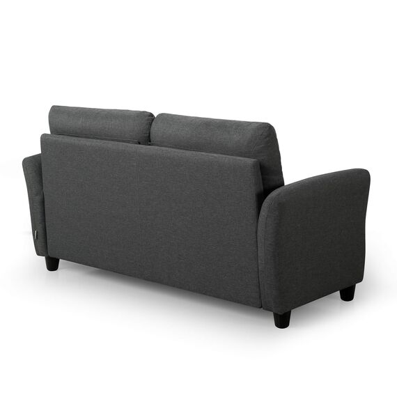 Zinus Ricardo Loveseat Sofa | Zeitgenössisch | Einfache Montage ohne Werkzeug | Getuftete Kissen | Ausgestellte Armlehnen | Sofa in Einer Box | Dunkelgrau