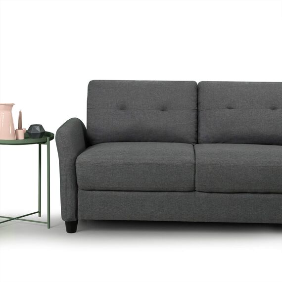 Zinus Ricardo Loveseat Sofa | Zeitgenössisch | Einfache Montage ohne Werkzeug | Getuftete Kissen | Ausgestellte Armlehnen | Sofa in Einer Box | Dunkelgrau