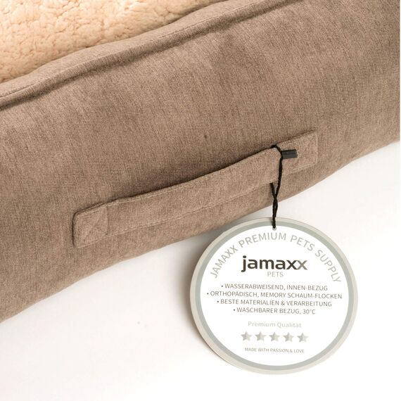 jamaxx-pets Premium Hundebett Orthopädisch Memory Visco Schaum Waschbar Wendekissen Wasserabweisend/Hundekörbchen Weicher Samtartiger Sofa Stoff Hundekissen Hundekorb PDB2002 (L) 120x90 braun