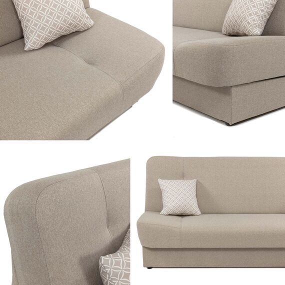 Mirjan24 Schlafsofa Jonas Style, Sofa mit Bettkasten und Schlaffunktion, Bettsofa, Schlafcouch, Microfaser, Couch vom Hersteller, Wohnlandschaft (Alova 68 + Alova 07)