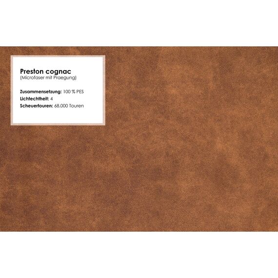 Cavadore Ecksofa Mavericco / XXL Eckcouch Inkl. Rückenkissen und Zierkissen / Longchair rechts / Industrial Style / 285 x 69 x 170 (BxHxT) / Mikrofaser Cognac