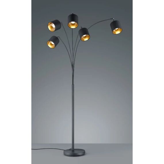 Reality Leuchten Bogenleuchte Tommy R46330501, Metall, Nickel Matt, Stoffschirme Weiß