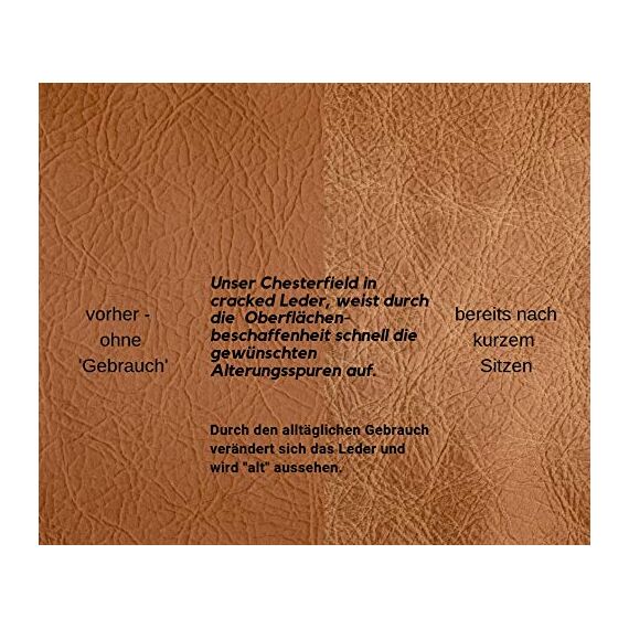 Woodkings® Chesterfield Sofa 3-Sitzer Vintage Echtleder Couch Bürosofa Polstermöbel 3 Sitzer antik Designsofa Federkern Unikat Herrenzimmer englisches Leder Stilsofa Clubsofa (Cracker braun)
