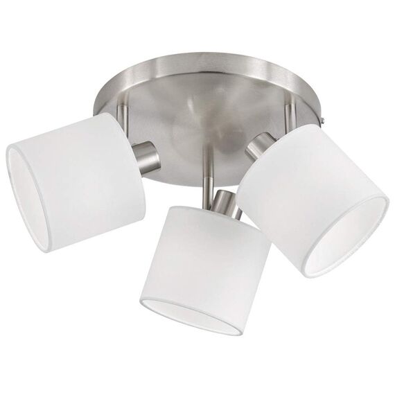 Reality Leuchten Tommy R80333901 Spotbalken, Nickel Matt, Stoffschirm Weiß