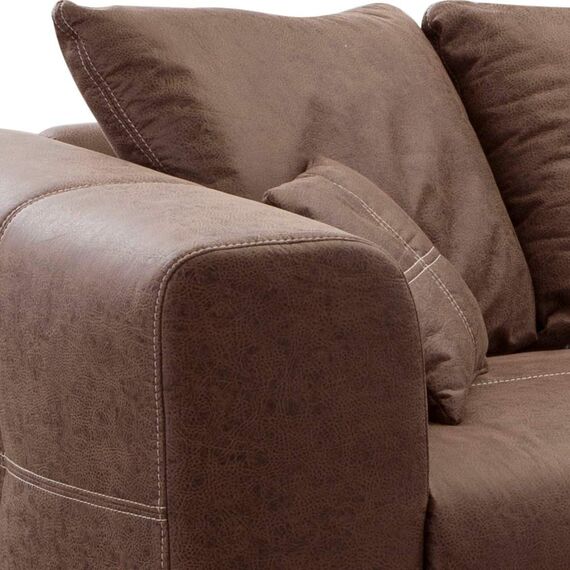 CAVADORE Ecksofa Mavericco inkl. Kissen / XXL-Eckcouch im modernen Design / Longchair links / 285 x 69 x 170 / Lederoptik cognac