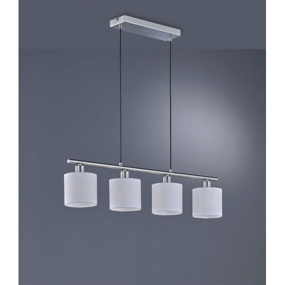 Reality Leuchten Tommy R30334001 Pendelleuchte, Nickel Matt, Stoffschirm Weiß