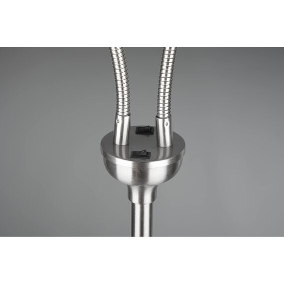 Reality Leuchten Stehleuchte Tommy R46332001, Metall Nickel Matt, Stoffschirm WeiÃŸ, Exklusiv 2x E14