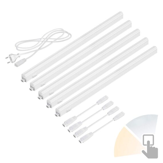 ledscom.de 5er Set LED Unterbau-Leuchten Rigel, je 57,3cm, Farbtemperatur einstellbar /, 41,64W, je 830lm