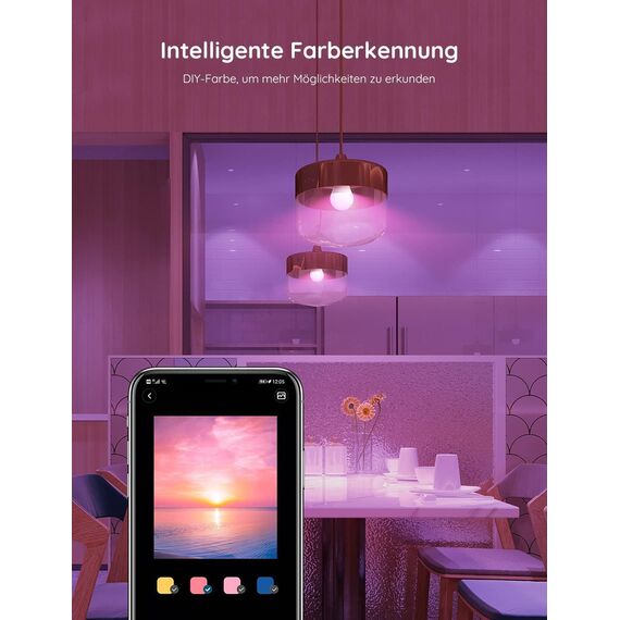 Govee Smart Glühbirne E27, WLAN LED Lampe RGBWW kompatibel mit Matter, Alexa und Google Assistant, dimmbare mit 16 Millionen DIY-Farben, 800LM, 54 Szenen, Smart Home Alexa Zubehör, 2 Stück