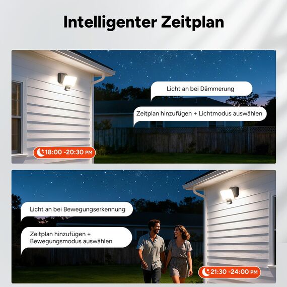 OREiN Smart LED Strahler mit Bewegungsmelder 28W/3000lm, CCT Außenleuchte 2700/4000/6500K, Gruppensteuerung & Zeitplan, verbesserte Montage, IP65 Intelligente Wandlampe für Hof/Haustür, Schwarz