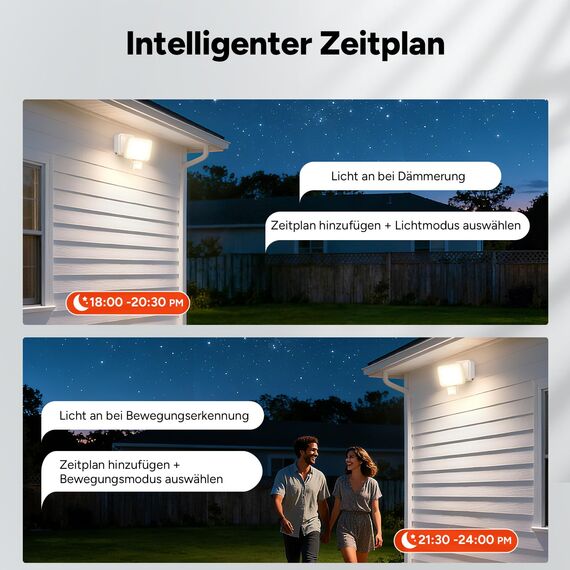 OREiN Smart Außenstrahler mit Bewegungsmelder 28W/3000lm, App steuerbar, Vielseitige Außenlampe 2700/4000/6500K, Gruppensteuerung & Timer, IP65 Intelligente Aussenleuchte für Haustür/Garage, Weiß