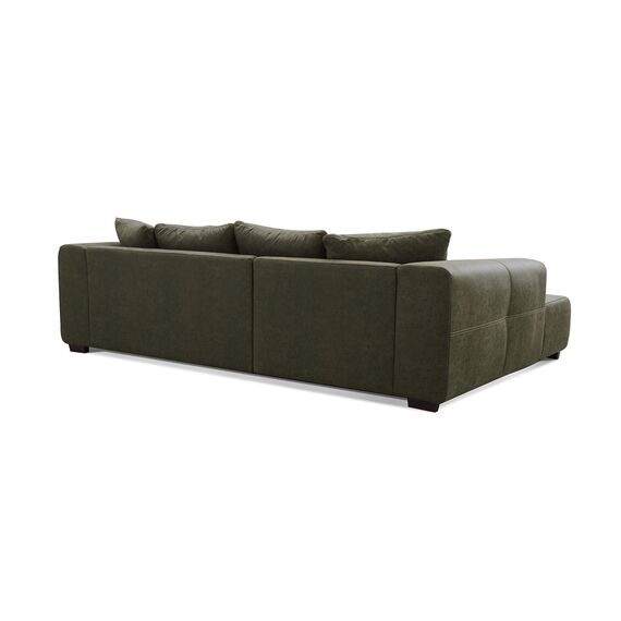 CAVADORE Ecksofa Mavericco inkl. Kissen / XXL-Eckcouch im modernen Design / Longchair links / 285 x 69 x 170 / Lederoptik dunkelgrün