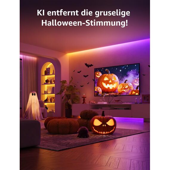 Lepro AI LED Streifen S1, MagicColor RGBIC 15M Smart LED Strip mit Personalisierter KI-Lichtdesigner, Musik-Sync, App-Steuerung kompatibel mit Alexa&Google Assistant, LED Lichterkette für Party&Gaming