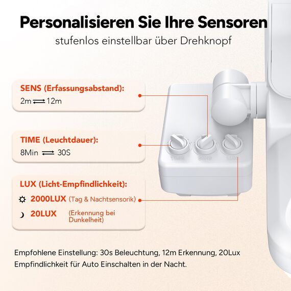 OREiN 3000LM Außenstrahler mit bewegungsmelder 27W (230W), 2700/4000/6500K Wandlampe mit 3 Leuchtmodi, DIY-Sensor, 160-Leds IP65 LED Außenwandleuchte Flutlicht, Upgraded Einbau, Weiß