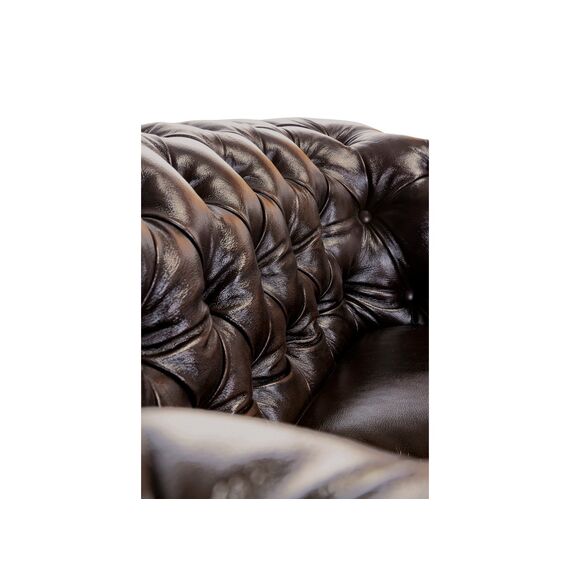 Woodkings® Chesterfield Sofa 3-Sitzer Vintage Echtleder Couch Bürosofa Polstermöbel 3 Sitzer antik Designsofa Federkern Unikat Herrenzimmer englisches Leder Stilsofa Clubsofa (antik braun)