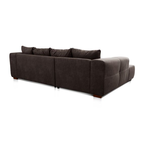 Cavadore Ecksofa Mavericco / XXL Eckcouch Inkl. Rückenkissen und Zierkissen / Longchair links / Industrial Style / 285 x 69 x 170 (BxHxT) / Mikrofaser Anthrazit