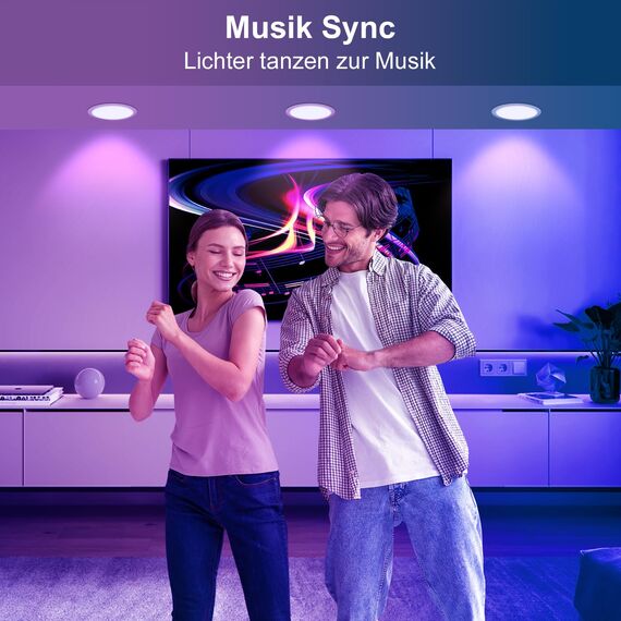 DUSKTEC Einbaustrahler LED RGB, Smart LED Spots Deckenleuchte 230V Alexa, Deckenspots APP Dimmbar Farbig 2700K-6000K Warmweiß bis Kaltweiß 10W, Einbauleuchten Decke Flach für Bad 4 stück