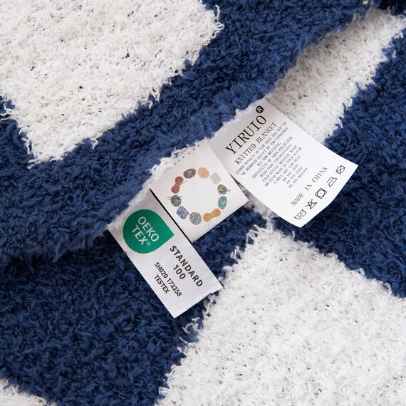 YIRUIO Überwurfdecken, Schachbrett-Gitter, Schachbrett, Gingham-Wärmer, bequem, wendbar, Mikrofaser, zottelig, gemütlich, Dekoration für Zuhause, Bett, Couch (blau, 152,4 x 200,9 cm)