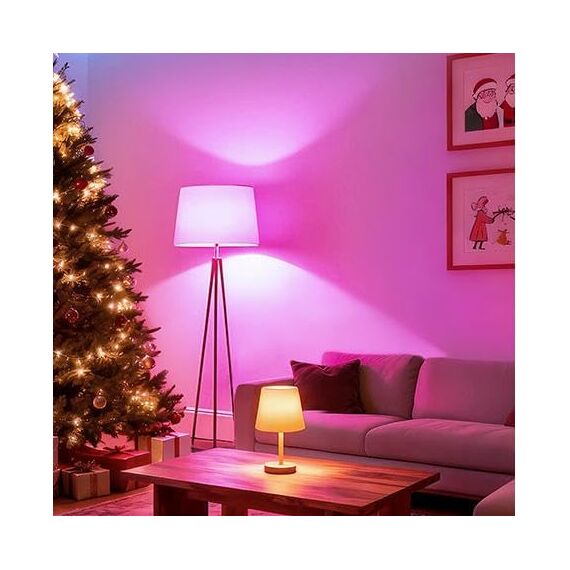 Linkind Matter Smart RGBTW Glühbirne, E27 Lampe Alexa, 45 Szenen & Musiksync, 16 Mio. Farben, Matter über 2.4GHz WiFi, A60 LED Birne kompatibel mit Apple Home/Siri/SmartThings/Google Home, 2 Stück