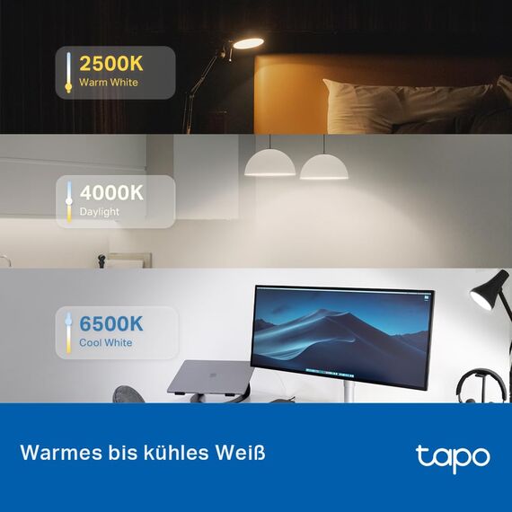 Tapo TP-Link L535E alexa lampe E27, Matter zertifiziert, Mehrfarbrige dimmbare smarte WLAN Glühbirne, Kompatibel mit Alexa, Siri oder Google Assistant, Energieüberwachung, Kein Hub notwendig