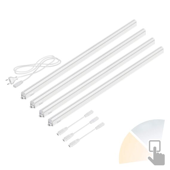 ledscom.de 4er Set LED Unterbau-Leuchten Rigel, je 87,3cm, Farbtemperatur einstellbar /, 39,7W, je 1122lm