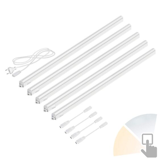 ledscom.de 5er Set LED Unterbau-Leuchten Rigel, je 87,3cm, Farbtemperatur einstellbar /, 49,625W, je 1122lm