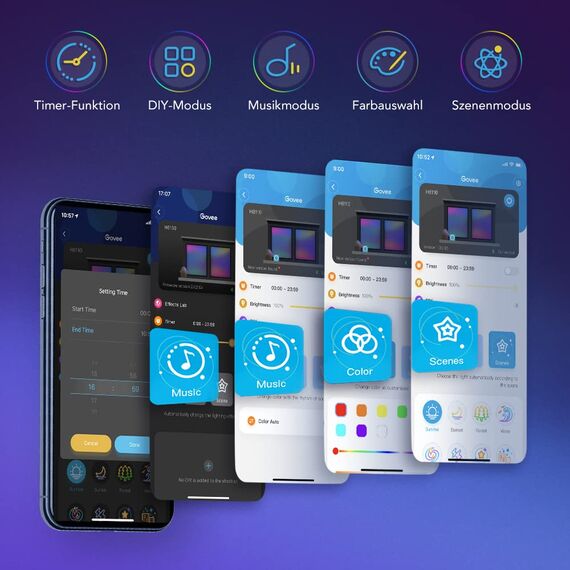 Govee WiFi LED Strip 10m, Smart RGB LED Streifen 2x5m, App-steuerung, Farbwechsel, Musik Sync, funktioniert mit Alexa und Google Assistant