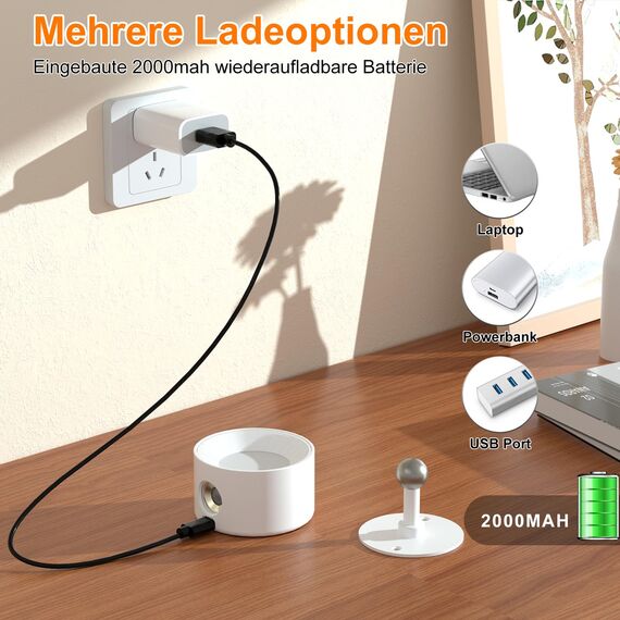 Amicool Wandleuchte Wandlampe Innen, Nachttischlampe Dimmbar mit Akku 1 Stück, Led Nachttischlampen Touch Control 3 Helligkeitsstufen 3 Farbmodi 360° drehbare für Wohnzimmer Schlafzimmer