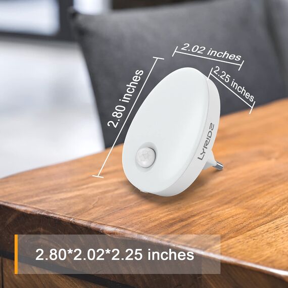 Lyridz Nachtlicht mit Bewegungsmelder, dimmbar KaltesWeiß strahlend hell Plug-in Steckdosenlicht, Smart LED-Licht mit einstellbarer Helligkeit für Kinder Schlafzimmer Küche Flur(2Stück)