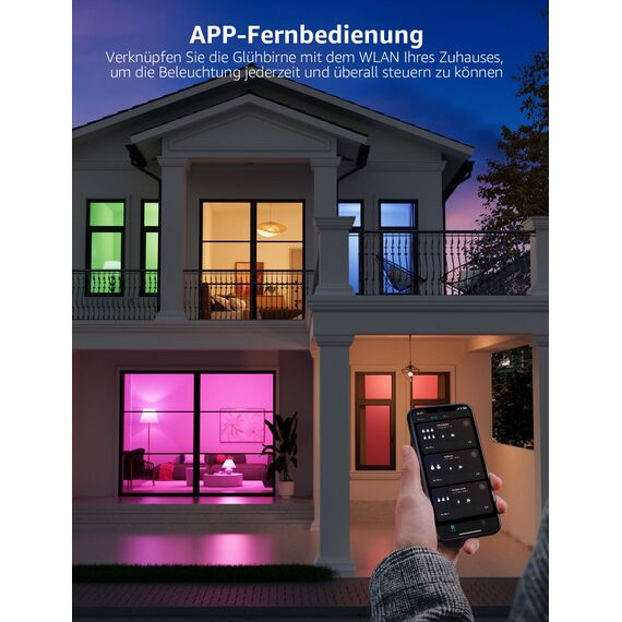 Lepro AI Smart Glühbirne B2, E27 lampe 10W 1100lm Dimmbar, Personalisierter KI-Lichtdesigner, Sprachsteuerung/Musik Sync, WiFi & Bluetooth Smart Bulb, Kompatibel mit Alexa/Google Assistant, 2 Stück