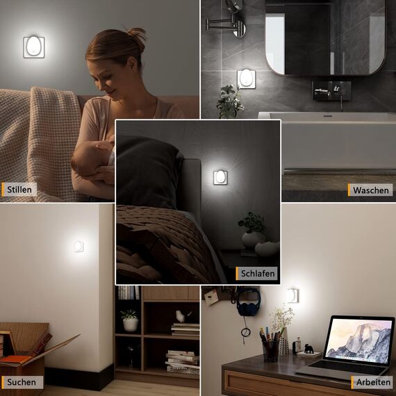 Lyridz Nachtlicht mit Bewegungsmelder, dimmbar KaltesWeiß strahlend hell Plug-in Steckdosenlicht, Smart LED-Licht mit einstellbarer Helligkeit für Kinder Schlafzimmer Küche Flur(2Stück)
