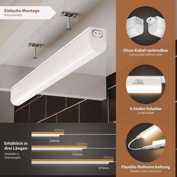 ledscom.de 4er Set LED Unterbau-Leuchten Rigel, je 57,3cm, Farbtemperatur einstellbar /, 33,312W, je 830lm