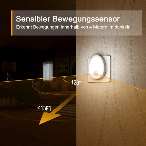 Lyridz Nachtlicht mit Bewegungsmelder, dimmbar KaltesWeiß strahlend hell Plug-in Steckdosenlicht, Smart LED-Licht mit einstellbarer Helligkeit für Kinder Schlafzimmer Küche Flur(2Stück)