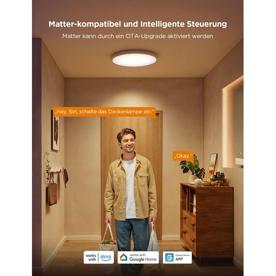 Govee Deckenleuchte RGBIC Smart, 24W Ø30cm Led Deckenleuchte dimmbar, Deckenlampe Led mit 16 Millionen DIY Farben, Kompatibel mit Alexa & Google Assistant, für Schlafzimmer, 2 Stück