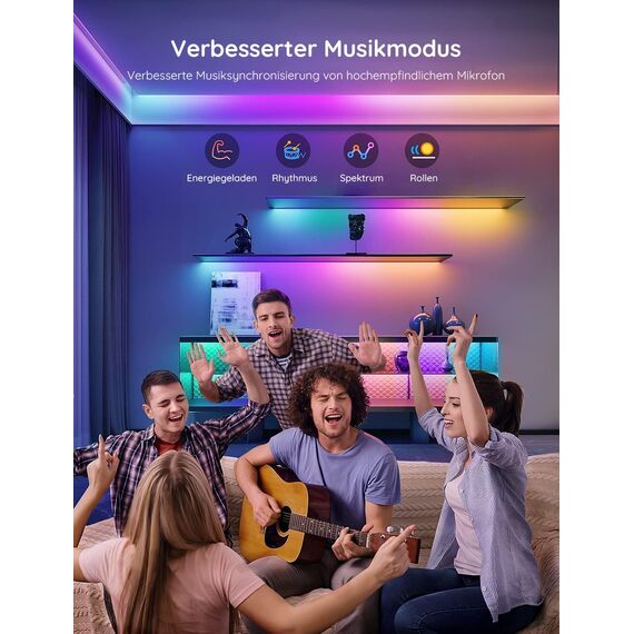 Govee LED Strip RGBIC Pro 5m, Smart LED Streifen Funktioniert mit Alexa und Google Assistant, Beschichtes Lichtband Lichterkette LED Leiste Sync mit Musik, App-Steuerung, Farbwechsel, für Zuhause