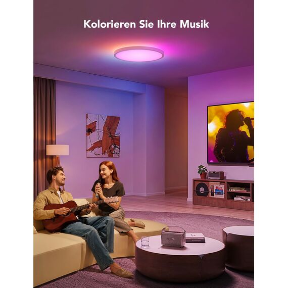 Govee Deckenleuchte RGBIC Smart, 24W Ø30cm Led Deckenleuchte dimmbar, Deckenlampe Led mit 16 Millionen DIY Farben, Kompatibel mit Alexa & Google Assistant, für Schlafzimmer