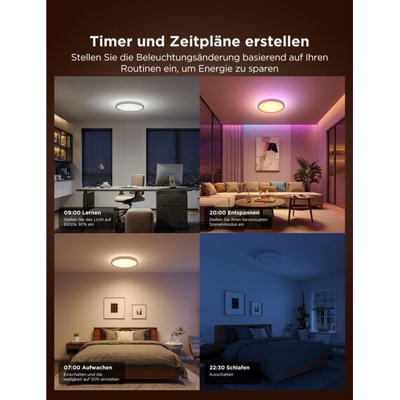 Govee Deckenleuchte RGBIC Smart, 24W Ø30cm Led Deckenleuchte dimmbar, Deckenlampe Led mit 16 Millionen DIY Farben, Kompatibel mit Alexa & Google Assistant, für Schlafzimmer