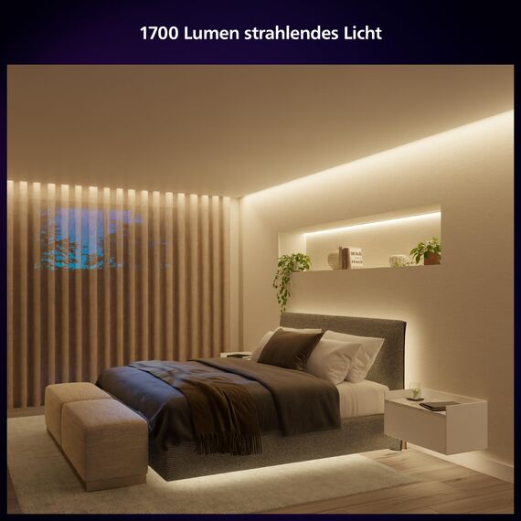 Philips Hue Indoor 10m Smart LED Solo Lightstrip Basis-Set, 1er-Pack, indirekte Beleuchtung mit der Hue App steuerbar, LED Streifen funktioniert mit Alexa, Google Assistant und Apple HomeKit