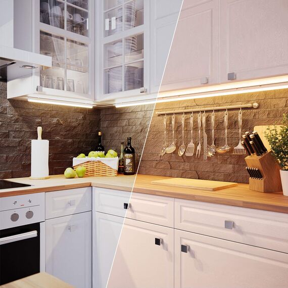 ledscom.de 4er Set LED Unterbau-Leuchten Rigel, je 87,3cm, Farbtemperatur einstellbar /, 39,7W, je 1122lm